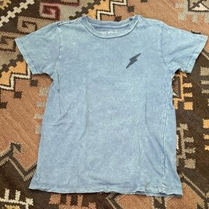 TINY WHALES - Blue Graphic T-Shirt with Lightning Bolt Vintage Style